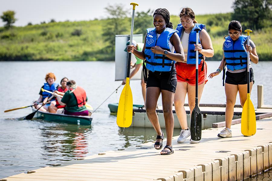 The Jump Start program engages first-year students with similar backgrounds, interests and perspectives in team-building activities and informs them about resources available at Northwest. (Photos by Todd Weddle/Northwest Missouri State University)